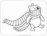 Pooh Coloring Winnie Winter Pages Disneyclips Fall Scarf Bundled sketch template
