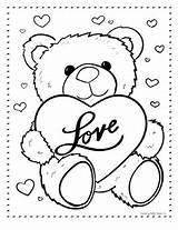 Coloring Bear Teddy Valentine Sheet Valentines Followers sketch template