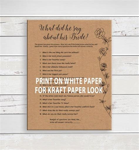what did he say about his bride kraft paper printable etsy
