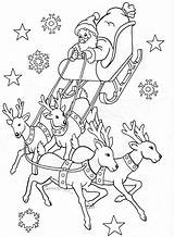 Santa Sleigh Coloring Drawing Claus Christmas Pages Kids Colouring Sheets Para Printable His Drawings Noel Colour Draw Papai Templates Book sketch template