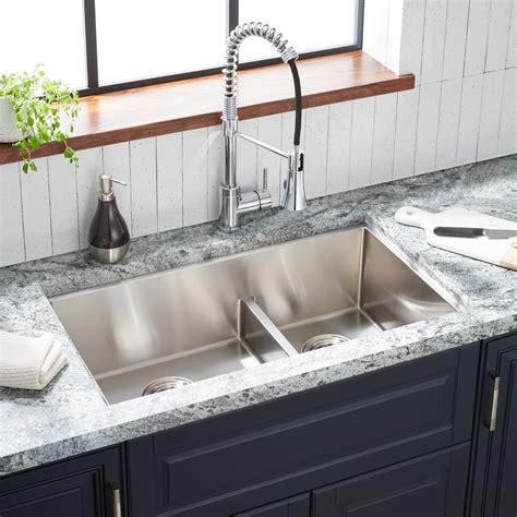 ortega   divide double bowl stainless steel undermount sink kitchen sinks sinks
