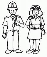 Profesiones Mewarnai Policias Policeman Polisi Policías Pareja Popular sketch template