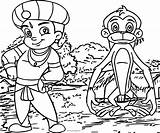 Coloring Bheem Monkey Chhota Wecoloringpage sketch template