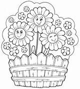 Coloring Pages Summer Flower Garden Flowers Cute Preschool Color Colouring Sheet Clipart Printable Print Kids Online Fun Beautiful Fences Clip sketch template