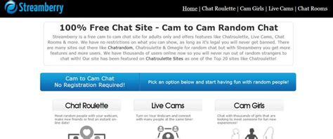 streamberry is a free cam to cam chat site for adults only and offers features like chatroulette
