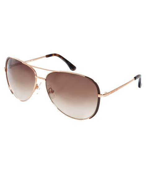 michael kors brown rose gold aviator sunglasses in brown for men
