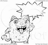 Ugly Cat Outlined Talking Clipart Cartoon Coloring Vector Thoman Cory Royalty sketch template