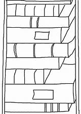 Bookshelf Coloring Pages Drawing Kids Color sketch template