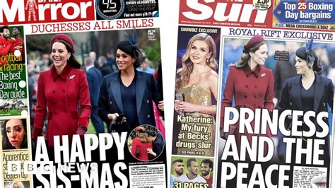 newspaper headlines kate and meghan display peace and goodwill bbc
