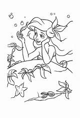 Mermaid Coloring Little Pages Kids Print Disney sketch template