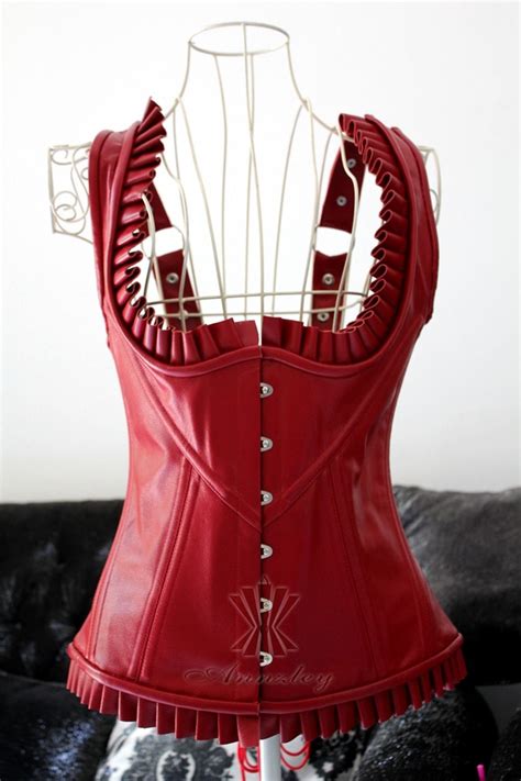 annzley genuine cowhide leather strap red leather corset underbust for