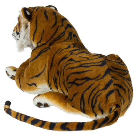large tiger plush animal realistic big cat orange bengal soft stuffed