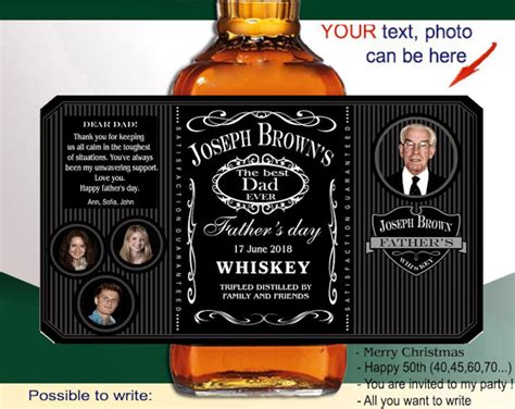 personalized liquor label  birthday gift  men liquor etsy