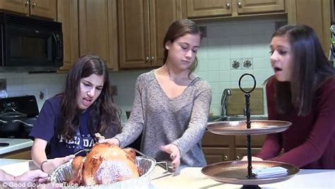 pregnant turkey prank leaves girls disgusted on thanksgiving in youtube