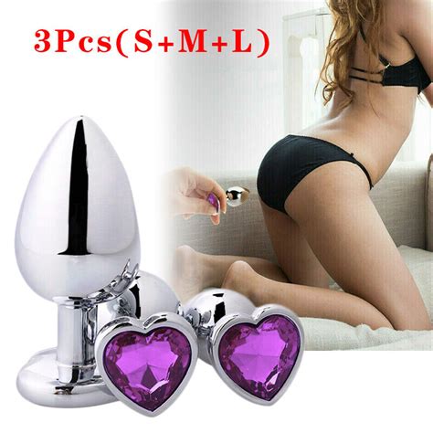 3pcs Insert Plug Adult Anal Sex Toys Butt Stopper Jeweled Heart Plugs