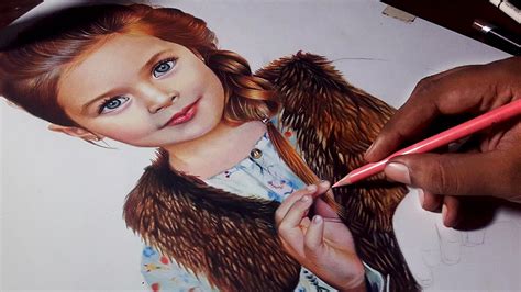 child portrait colored pencil drawing timelapse