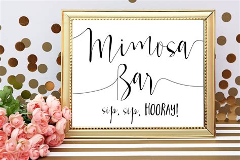 mimosa bar sign mimosa bar printable sip sip hooray wedding