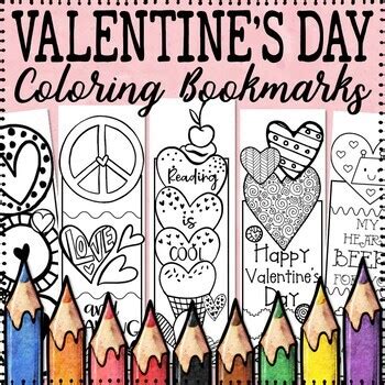 valentines day bookmarks  color valentines day coloring bookmarks