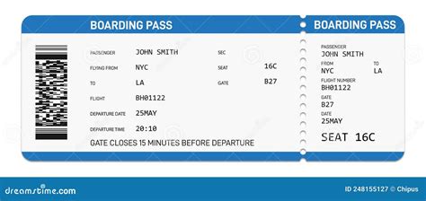 Realistic Airline Boarding Pass Boarding Pass Template Stock Vector