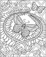 Coloring Butterfly Pages Flower Butterflies Flowers Dover Adult Publications Color Printable Also Detailed sketch template