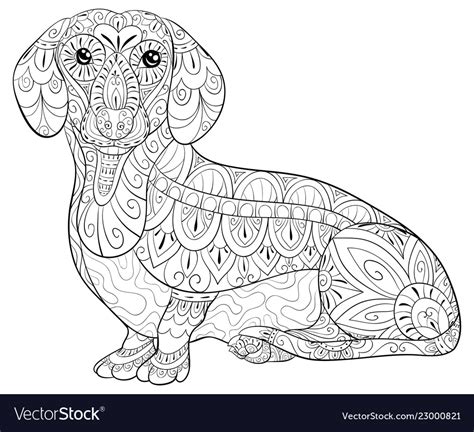adult coloring bookpage  cute dog image  vector image