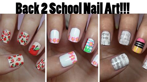 back to school nails three easy designs youtube