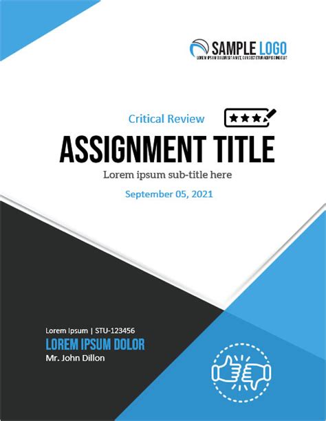 assignment cover page templates  ms word