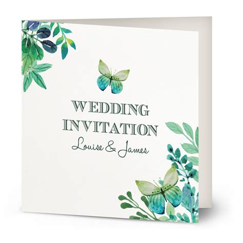 watercolour butterfly wedding invitation beautiful wishes