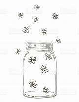 Jar Fireflies Firefly Chalk sketch template