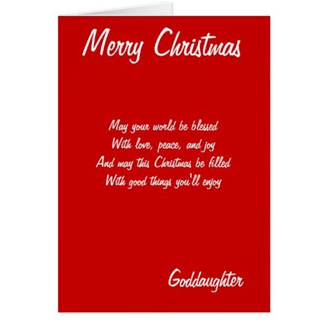 Merry Christmas Goddaughter Cards Zazzle
