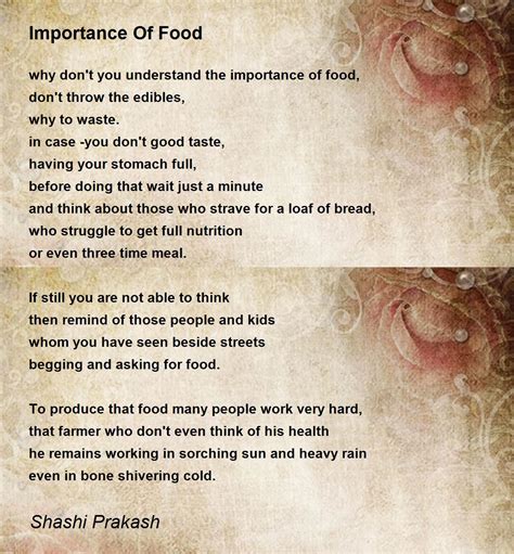 importance  food importance  food poem  shashi prakash