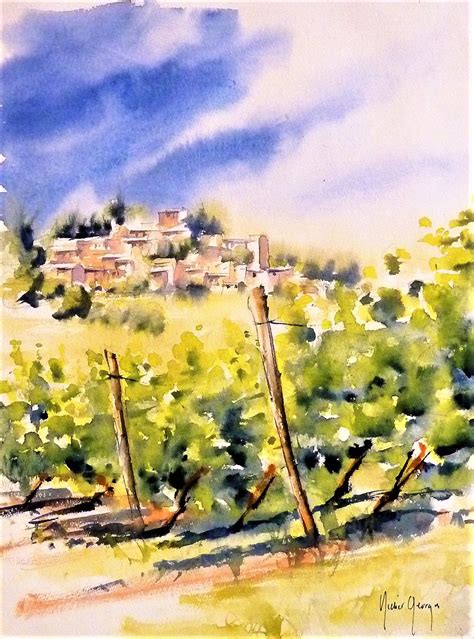 watercolor  didier georges aquarelle en provence luberon paysage de provence paysage