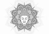 Mandala Buddha Lotus Vector Head sketch template