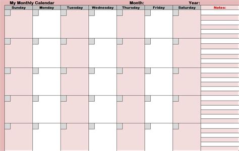 large monthly calendar printable
