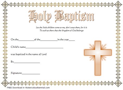 certificate  baptism printable     kinds