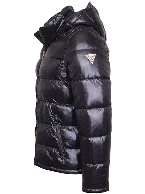 guess premium puffer jacket men s hooded zip front ebay