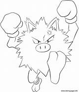 Pokemon Primeape Coloring Pages Printable Lineart Lilly Gerbil Print Supercoloring Color Version Templates Line sketch template