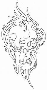 Skull Tribal Tattoo Evil Drawings Outline Outlines Drawing Tattoos Coloring Pages Stencils Stencil Designs Vikingtattoo Airbrush Patterns Deviantart Skeleton Book sketch template