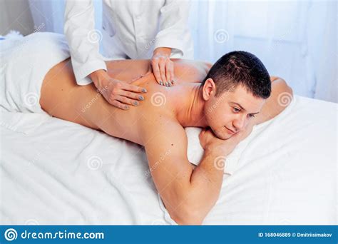 Male Masseur Doing Massage Back Spa Health Stock Image Image Of
