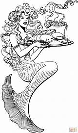 Mermaid Pages Coloring Printable Ausmalbilder Meerjungfrauen Meerjungfrau Ausmalen Erwachsene Supercoloring Mermaids Kostenlos Für Waitress Fantasy Creatures Drawing Colorings Gemerkt Von sketch template