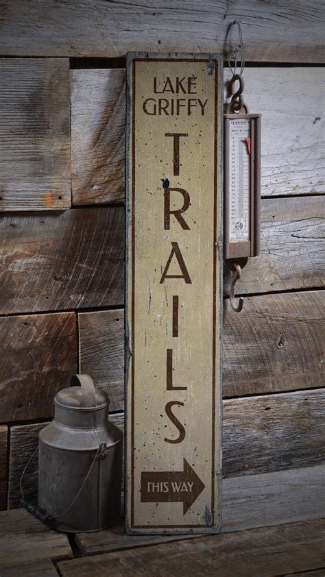 trails wood sign rustic trail sign trail lover gift hiking etsy
