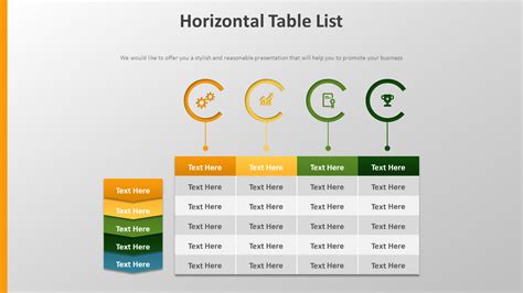 horizontal table list diagram