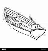 Boat Drawing Outline Vector Illustration Sketch Wooden Oars Coloring Monochrome Graphic Skiff Board Alamy Octopus Stock sketch template
