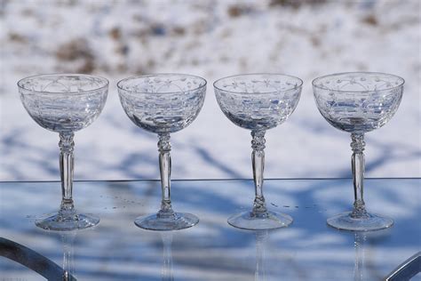 Vintage Etched Crystal Cocktail Glasses Set Of 6 Fostoria Christina