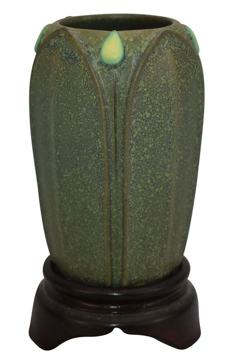 jemerick pottery  matte green grueby style vase pottery art american art pottery