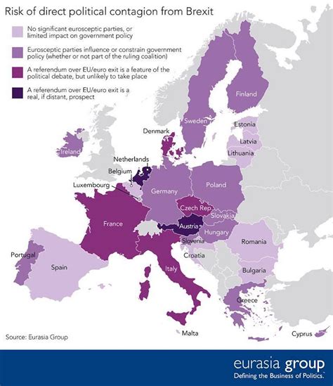 map shows   rest  europe   risk  brexit contagion business insider