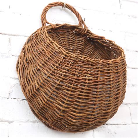 wicker basket wall vintage oval brown woven wicker