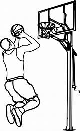 Basketball Coloring Clipart Playing Pages Outline Hoop Goal Drawing Clip Football People Kids Color Children Ball Printable Template Play Sports sketch template