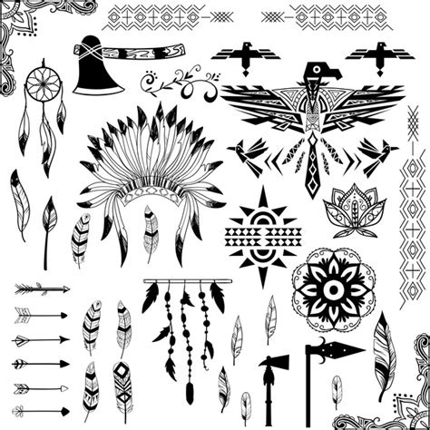american tribe symbols design  black  white vectors graphic art