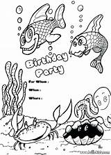 Birthday Coloring Pages Invitation Party Happy Fish Invitations Color Princess Nana Barbie Aunt Printable Print Clipart Getcolorings Colour Library Hellokids sketch template